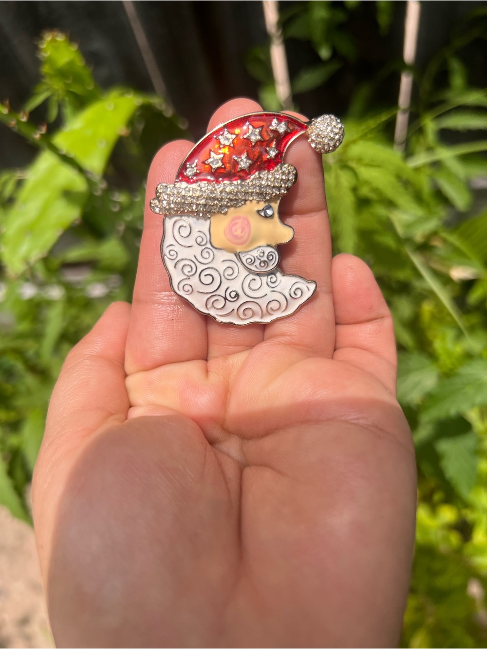 Napier Holiday Moon Santa Pin - Red, White, Gold